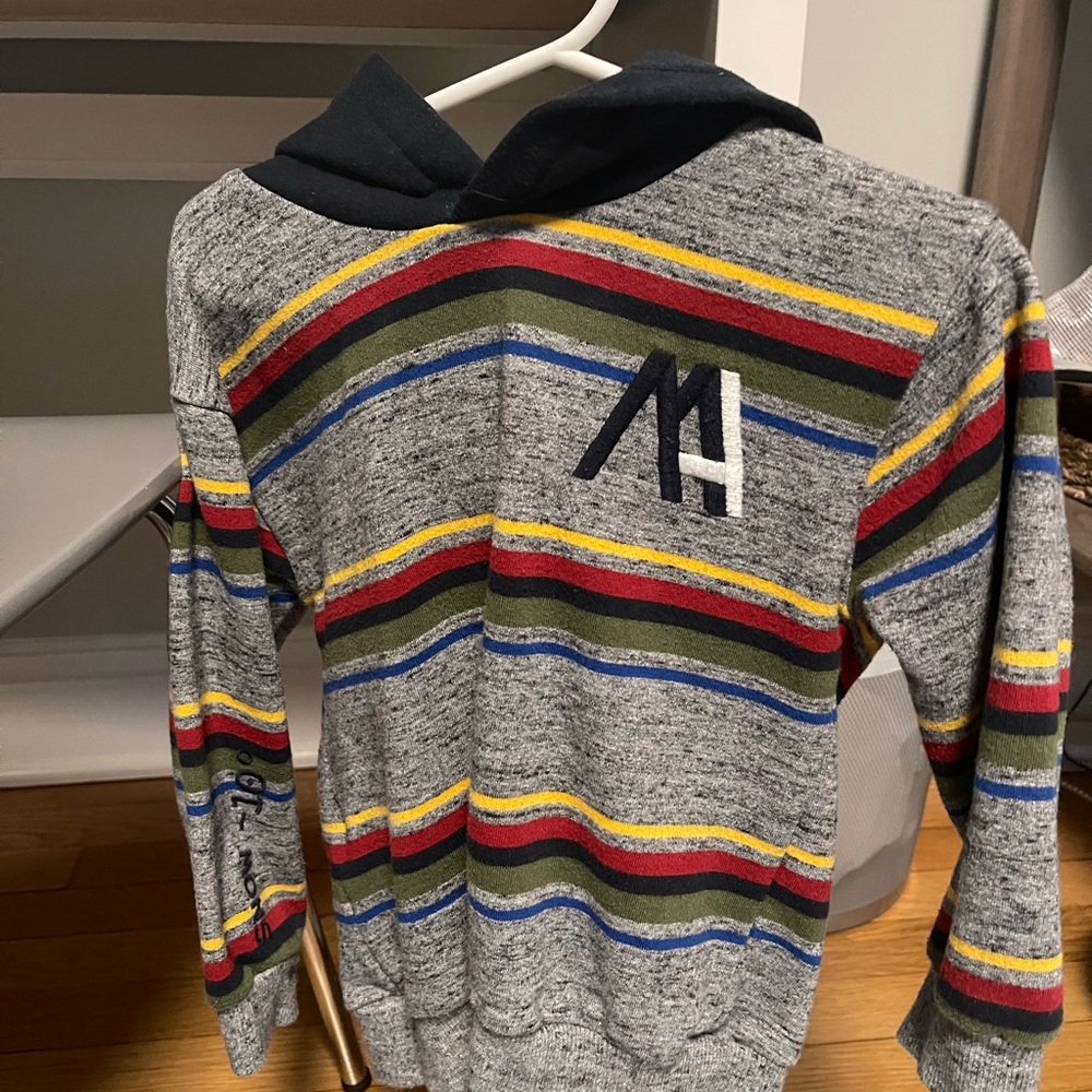 Mayoral boys size 2 stripe shirt with hoodie